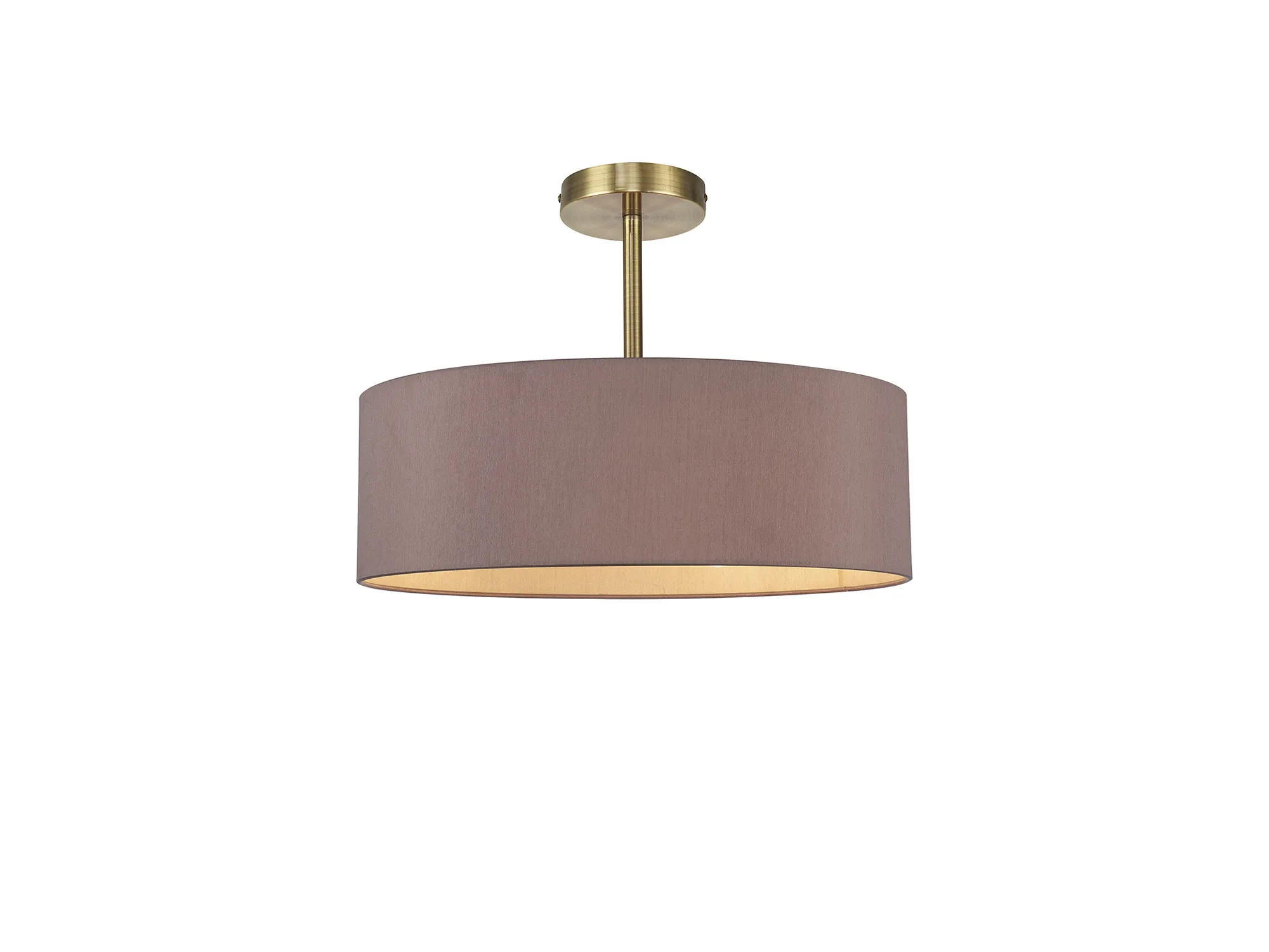 Baymont 45cm Semi Flush 5 Light Antique Brass, Taupe/Halo Gold